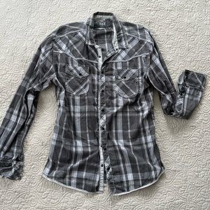 Buckle Men’s Pearl Snap Plaid Shirt
